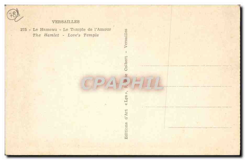 CPA Versailles Le Hameau Le Temple De I'Amour — Verso