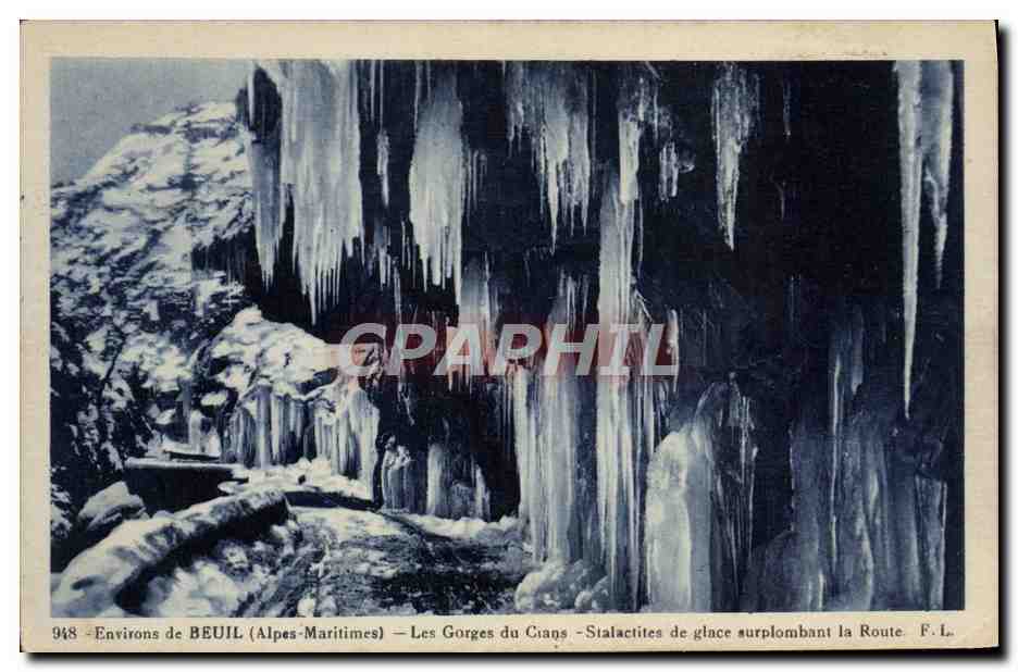 CPA Environs De Beuil Les Gorges Du Cians Stalactites de glace surplombant la route 