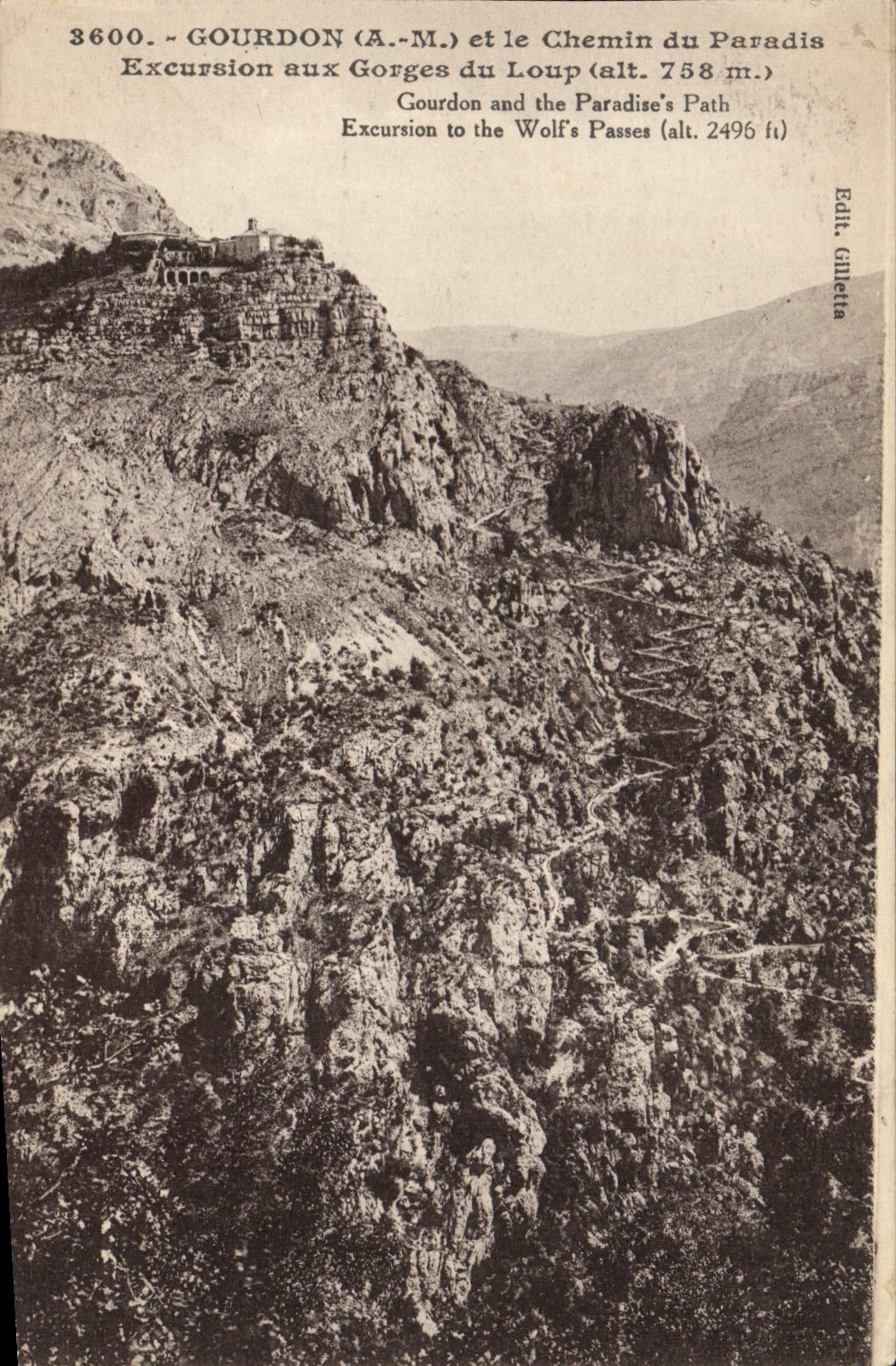 Gourdon (A.-M.) et le Chemin du Paradis — Excursion aux Gorges du Loup (alt. 758 m.) — Edit. Gilletta