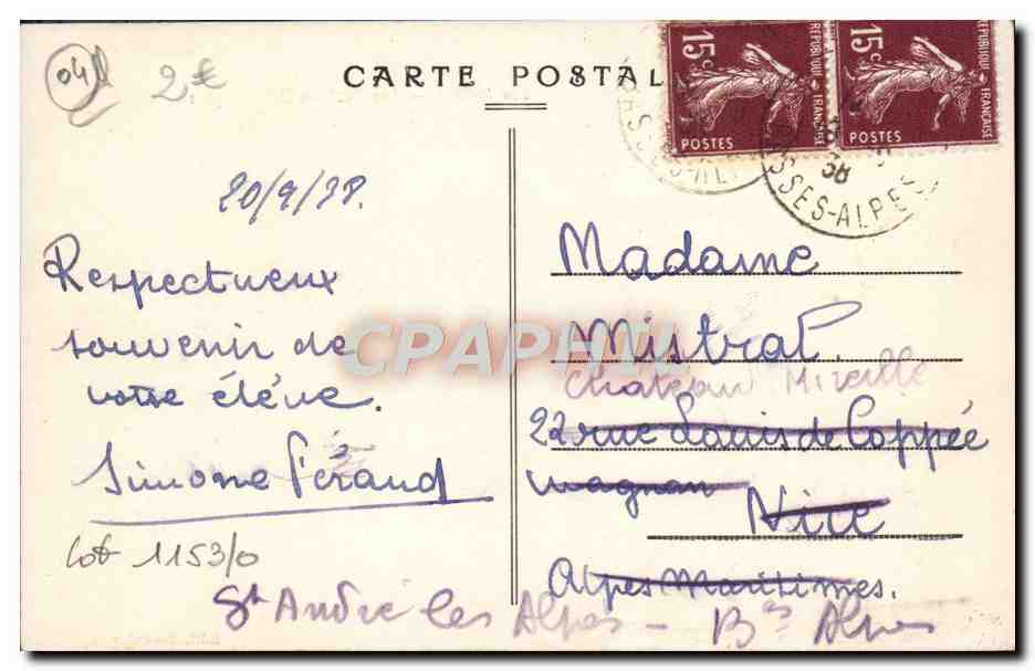 CPA Les Mees Les rochers pittoresques — Verso