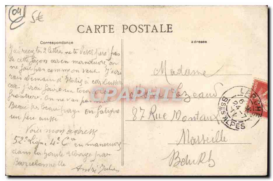 Les Alpes pittoresques — Le Lac du Lauzet (alt. 900 m.), au fond, les Petites Séolanes — Richaud, éditeur — Verso