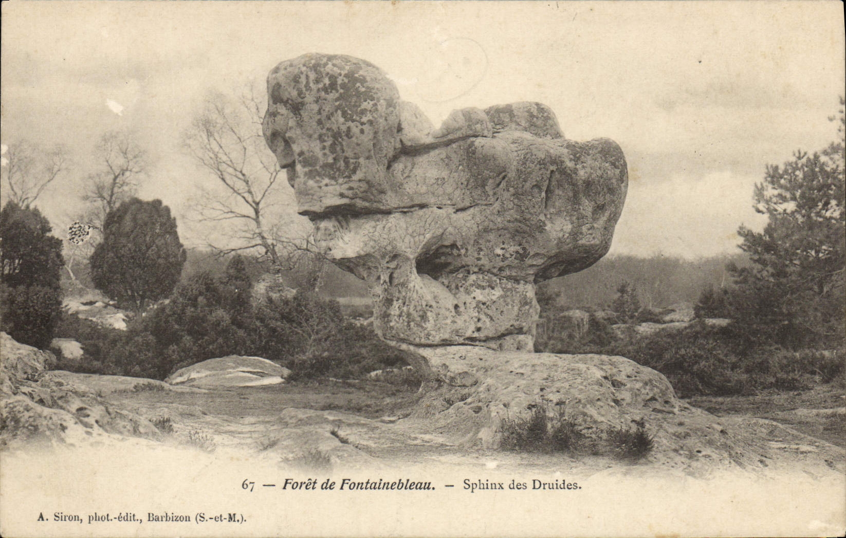 Sphinx des Druides — Forêt de Fontainebleau — A. Siron, phot.-édit., Barbizon (S.-et-M.) - Anverso