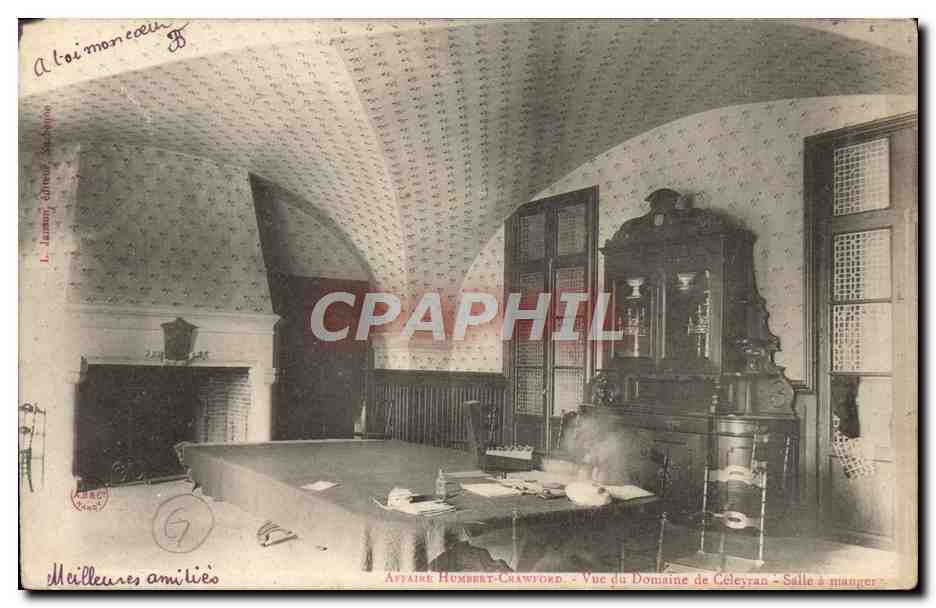 CPA Affaire Humbert Crawford Vue du domaine de Celeyran Salle a manger 