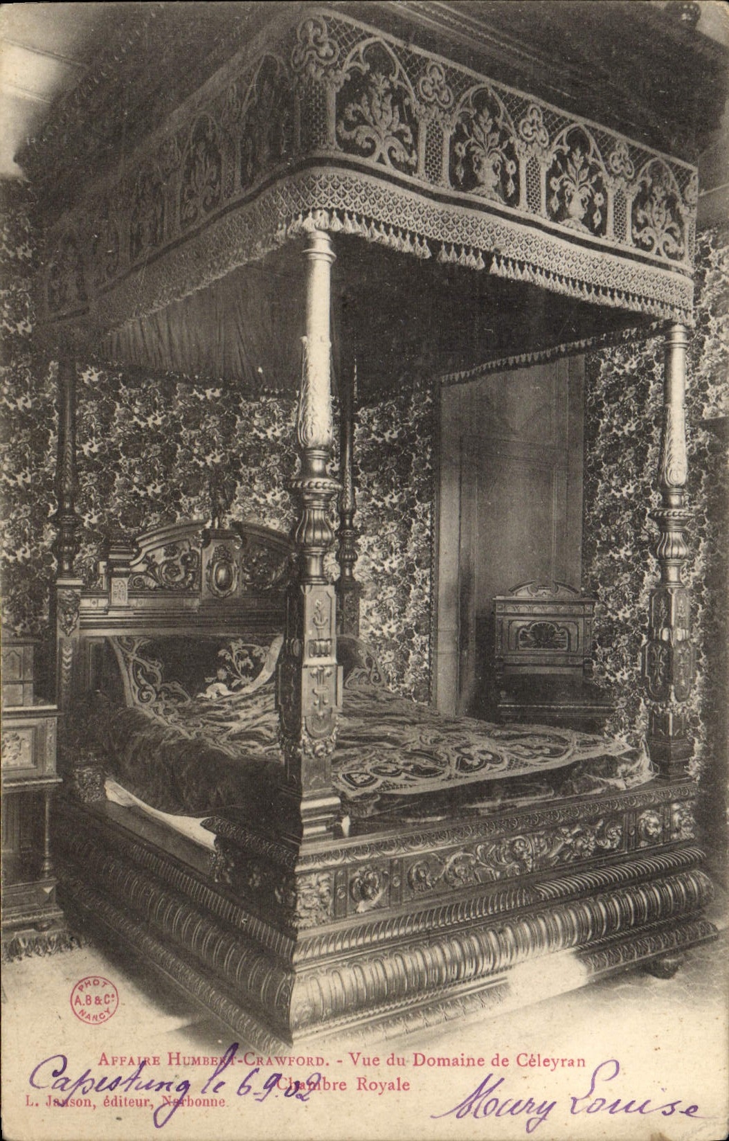 CPA Affaire Humbert Crawford Vue du domaine de Celeyran Chambre royale 