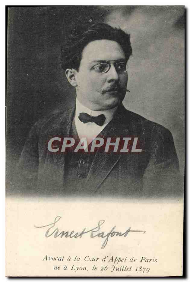 Ernest Lafont — Avocat à la Cour d'Appel de Paris, né à Lyon le 26 juillet 1879 — sans éditeur ni numéro de série visible
