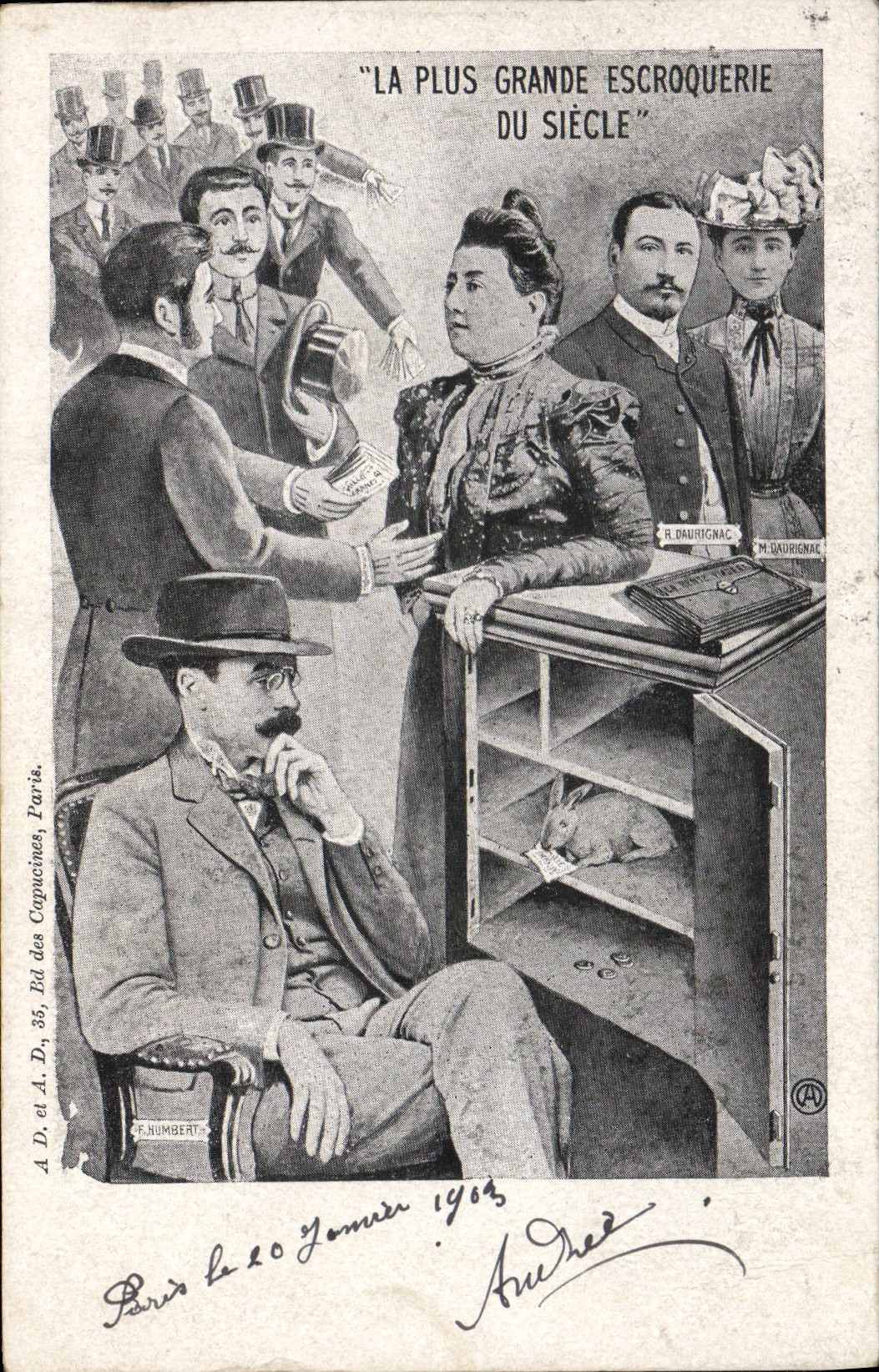 La plus grande escroquerie du siècle — caricature politique — A.D. et A.D., Paris, n°35 - Anverso