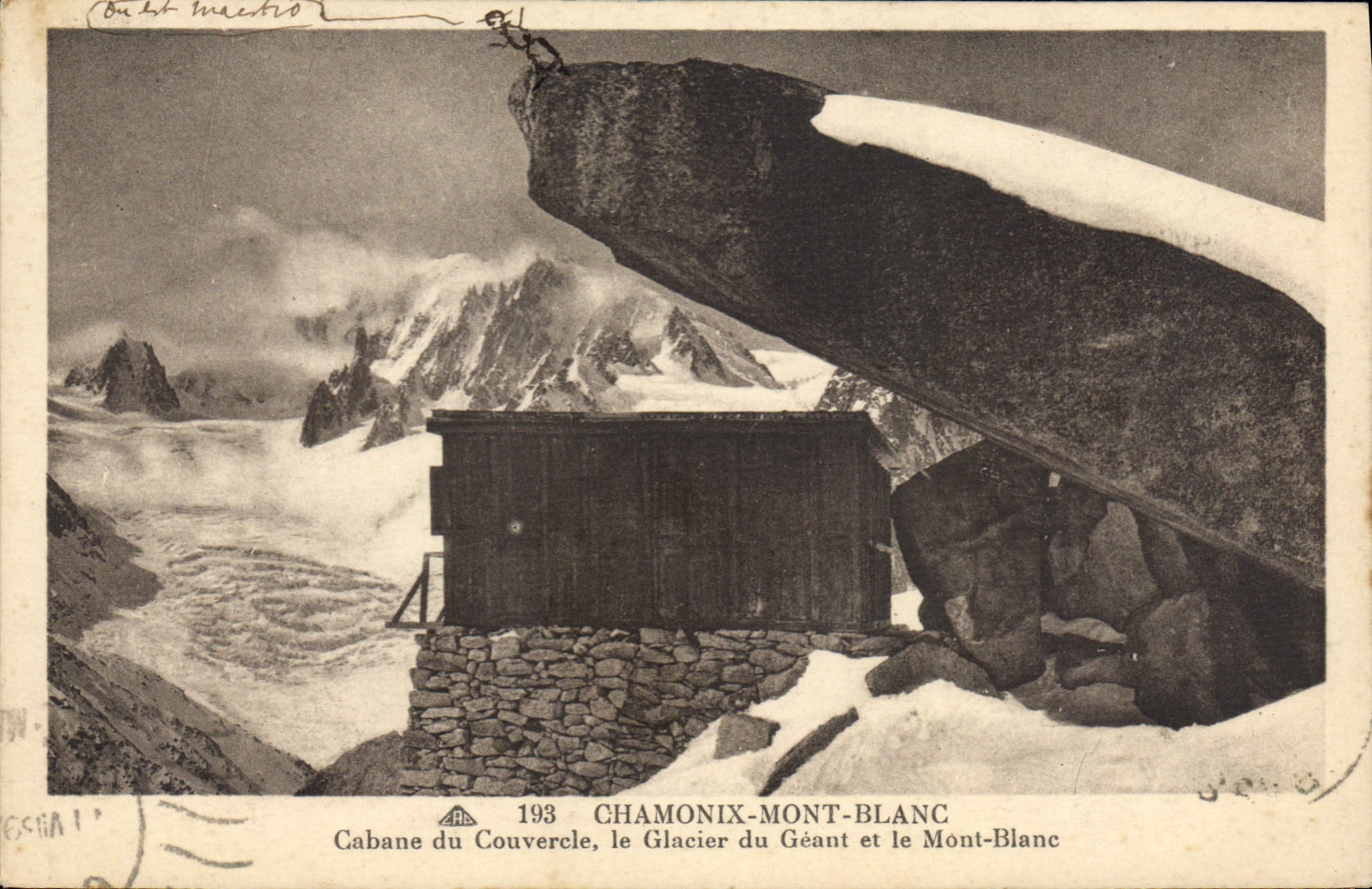 CPA Alpinisme Chamonix Mont Blanc Cabane du couvercle le glacier du geant et le Mont Blanc 