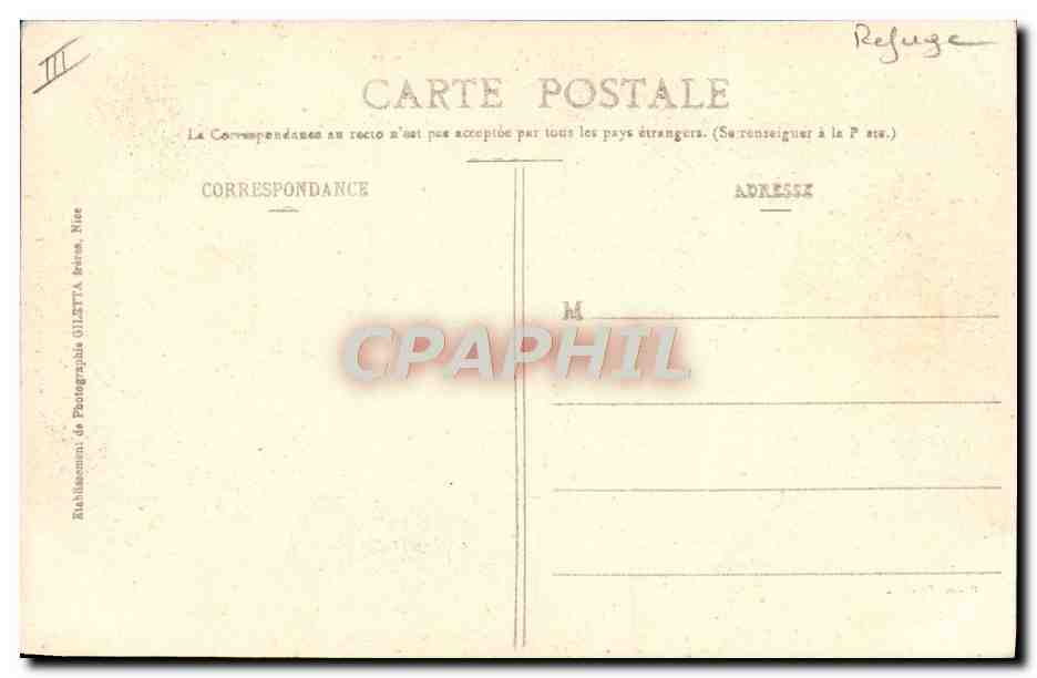 CPA Alpinisme Refuge Nice CAF Vallee de la Gordolasque Vesubie  — Rückseite
