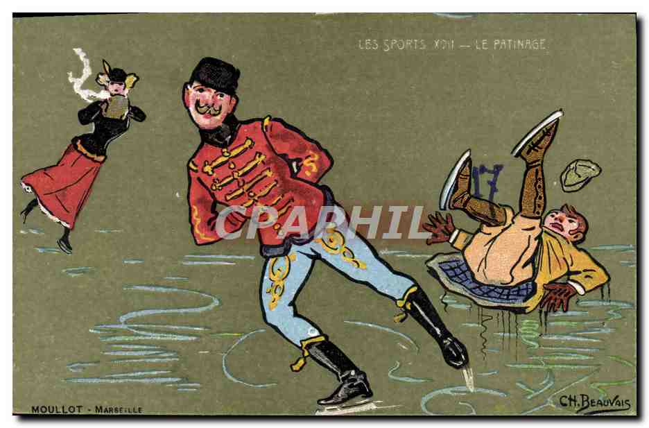 CPA Sports d'hiver Patinage Illustrateur Beauvais