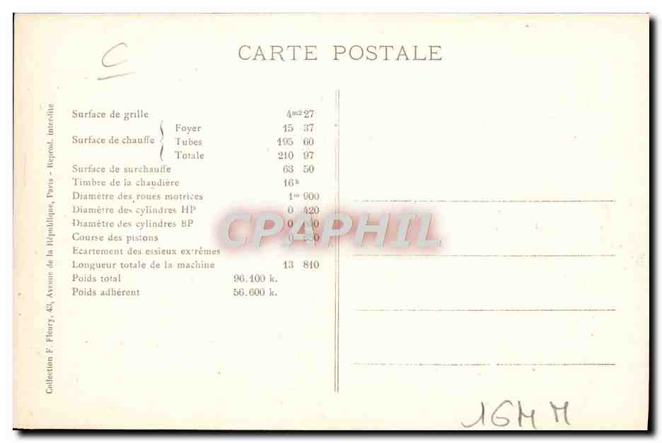 CPA Train Locomotive Machine 3660 Machine a 6 roues accouplees — Verso