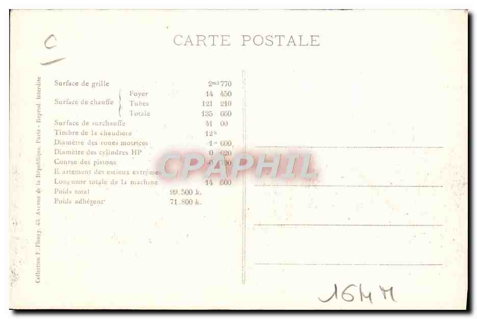 CPA Train Locomotive Machine tender 5702 a 8 roues accouplees — Verso