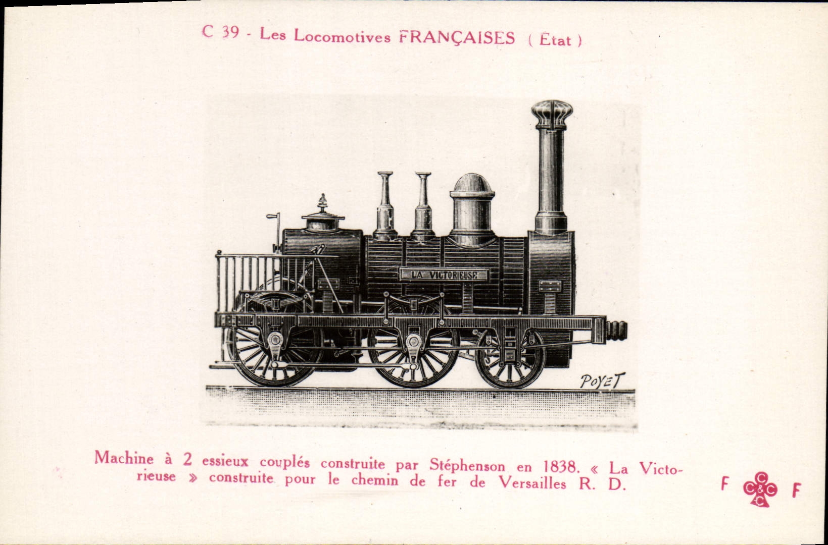 CPA Train Locomotive Machine a 2 essieux Stephenson La Victorieuse