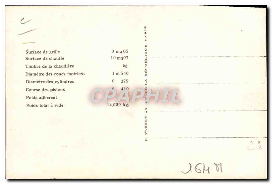 CPA Train Locomotive La Jackson Teuton Murray Jackson a Leeds Chemin de fer Paris a Saint Germain — Rückseite