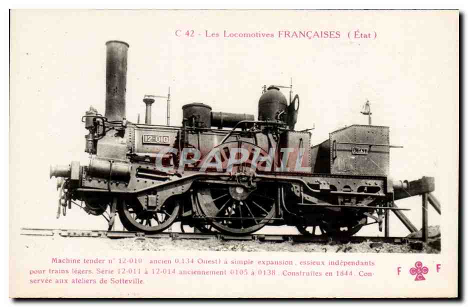 CPA Train Locomotive Machine tender 12 010 Ateliers de Sotteville