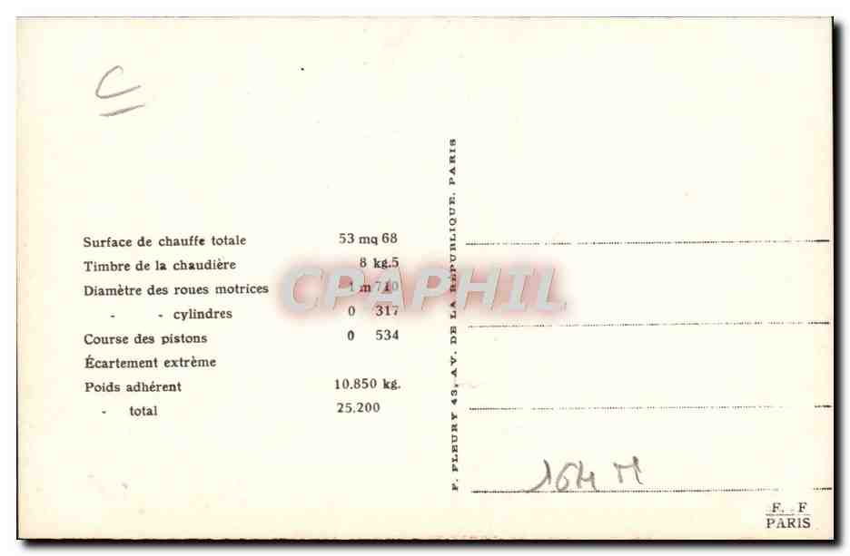 CPA Train Locomotive Machine tender 12 010 Ateliers de Sotteville — Verso