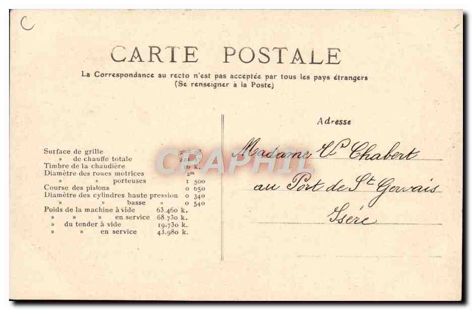 CPA Train Locomotive Compound type Atlantic — Verso