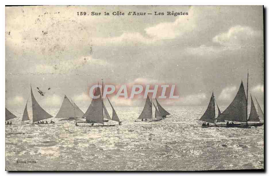 CPA Bateau Voilier Sur la cote d'azur Les regates