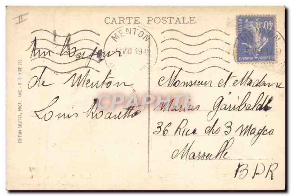 Le Port - Bateaux de Plaisance — Menton — Édition Biletti, n° 303 — Reverso