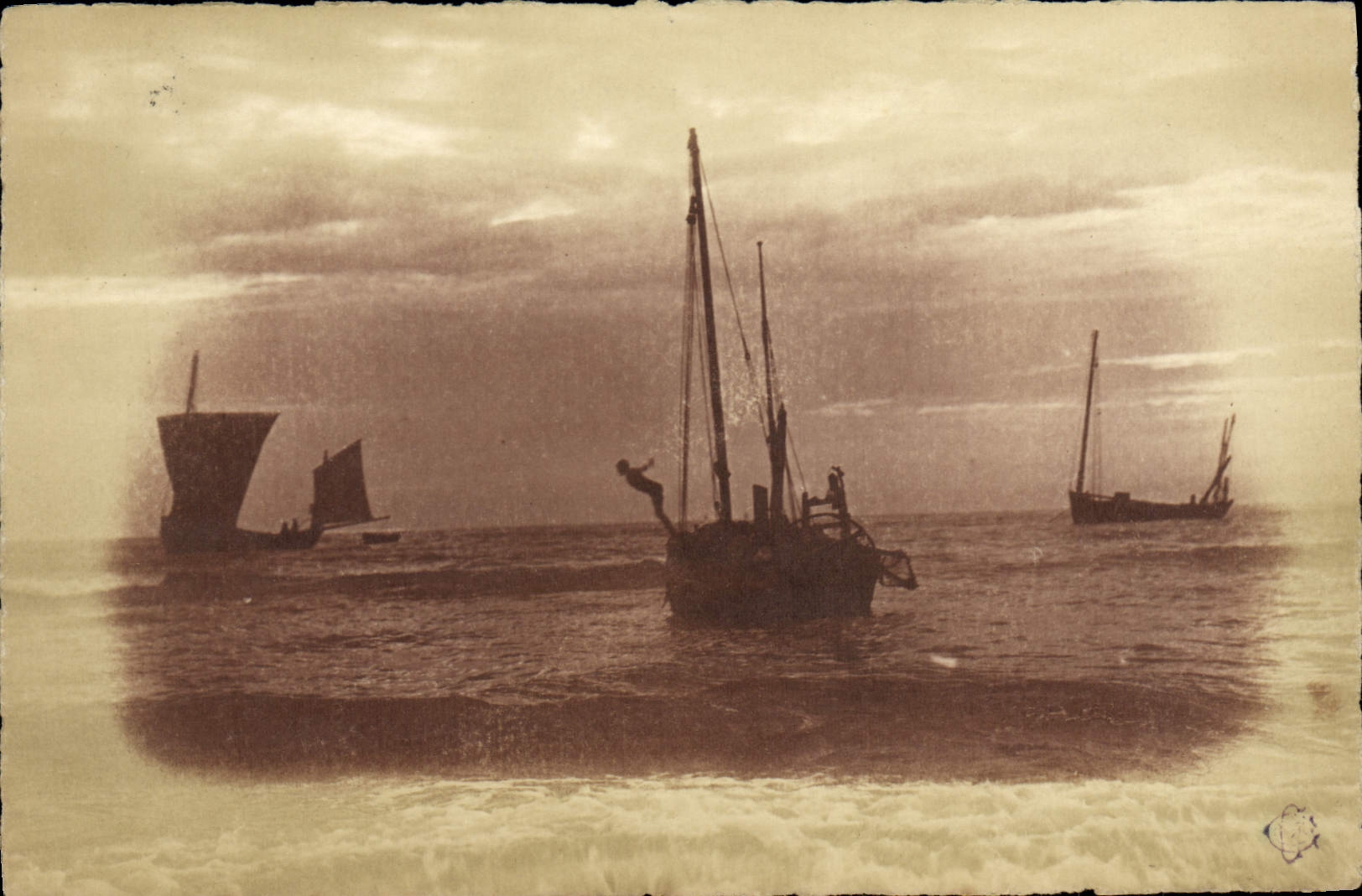 Scène maritime avec voiliers — PAPIER LUNA