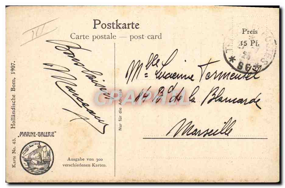 CPA Bateau  — Verso