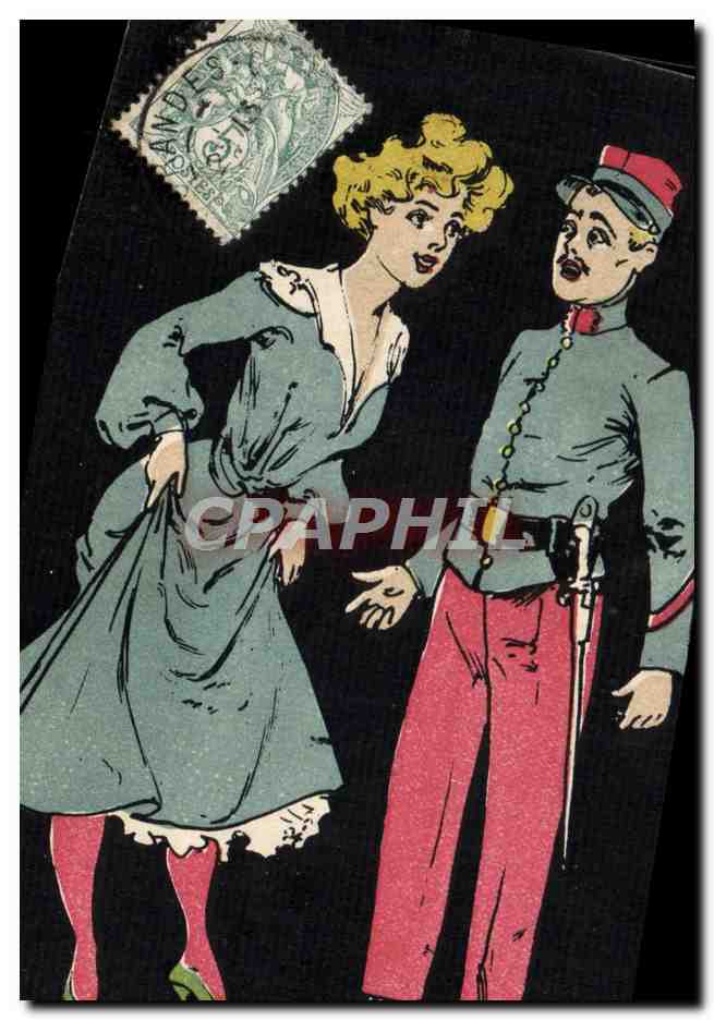 Soldat et femme — scène illustrée — éditeur inconnu