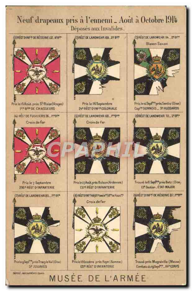 CPA Militaria Neuf drapeaux pris a l'ennemi Musee de l'armee Paris 