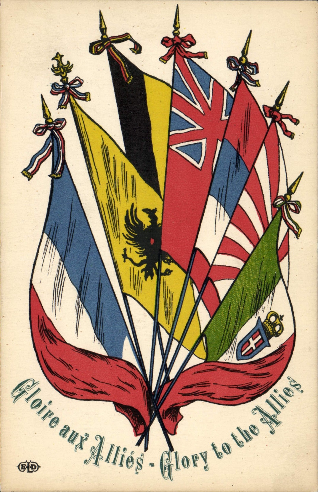 Drapeaux des Alliés — Gloire aux Alliés - Glory to the Allies — E. Le Doley, Paris