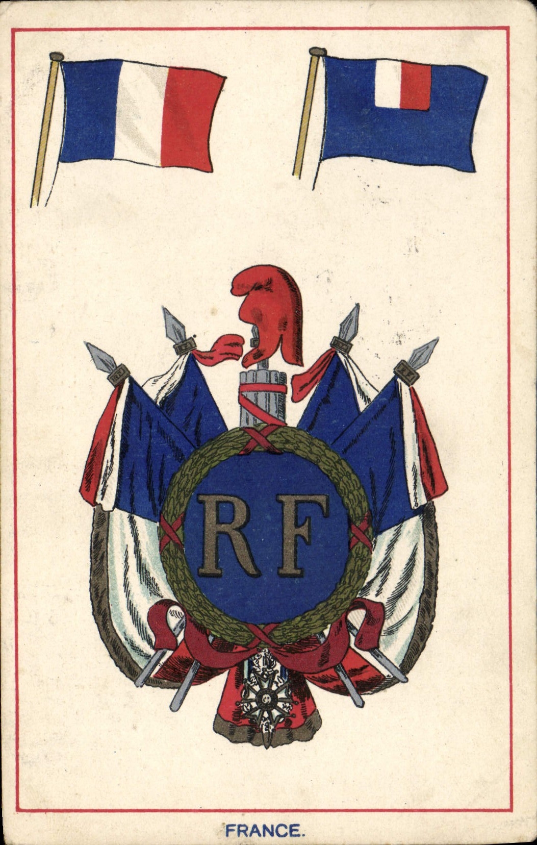 CPA Militaria Drapeau Bonnet phrygien