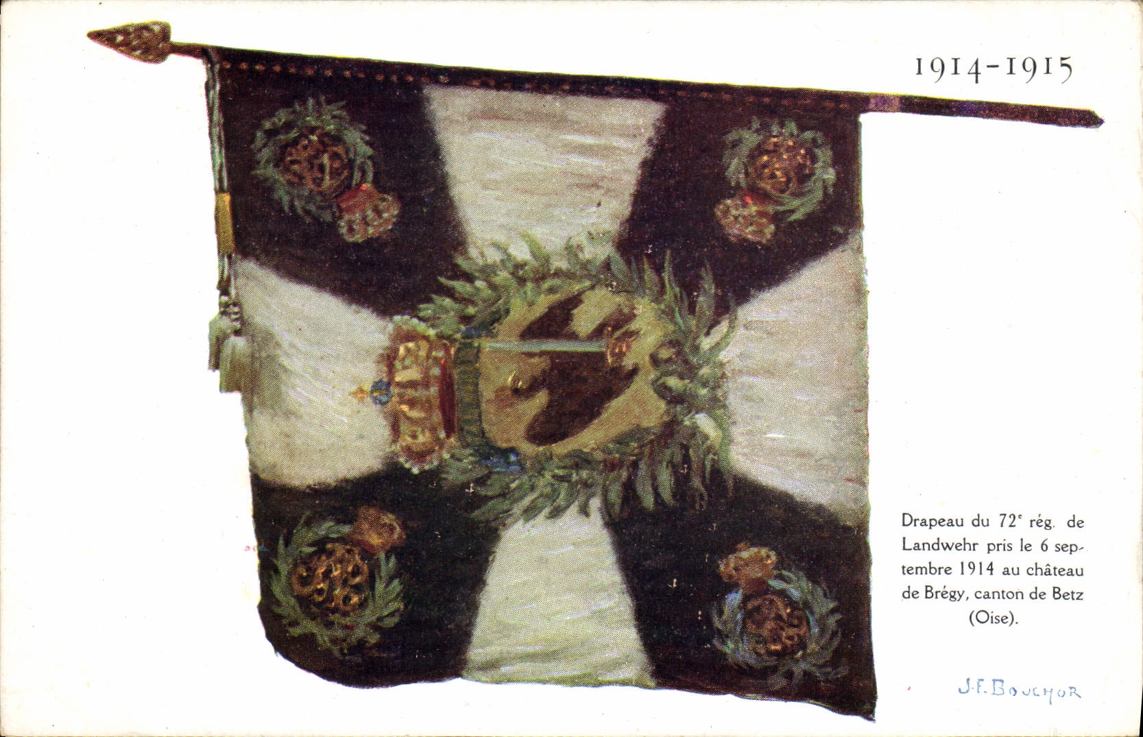 CPA Militaria Drapeau du 72eme regiment 
