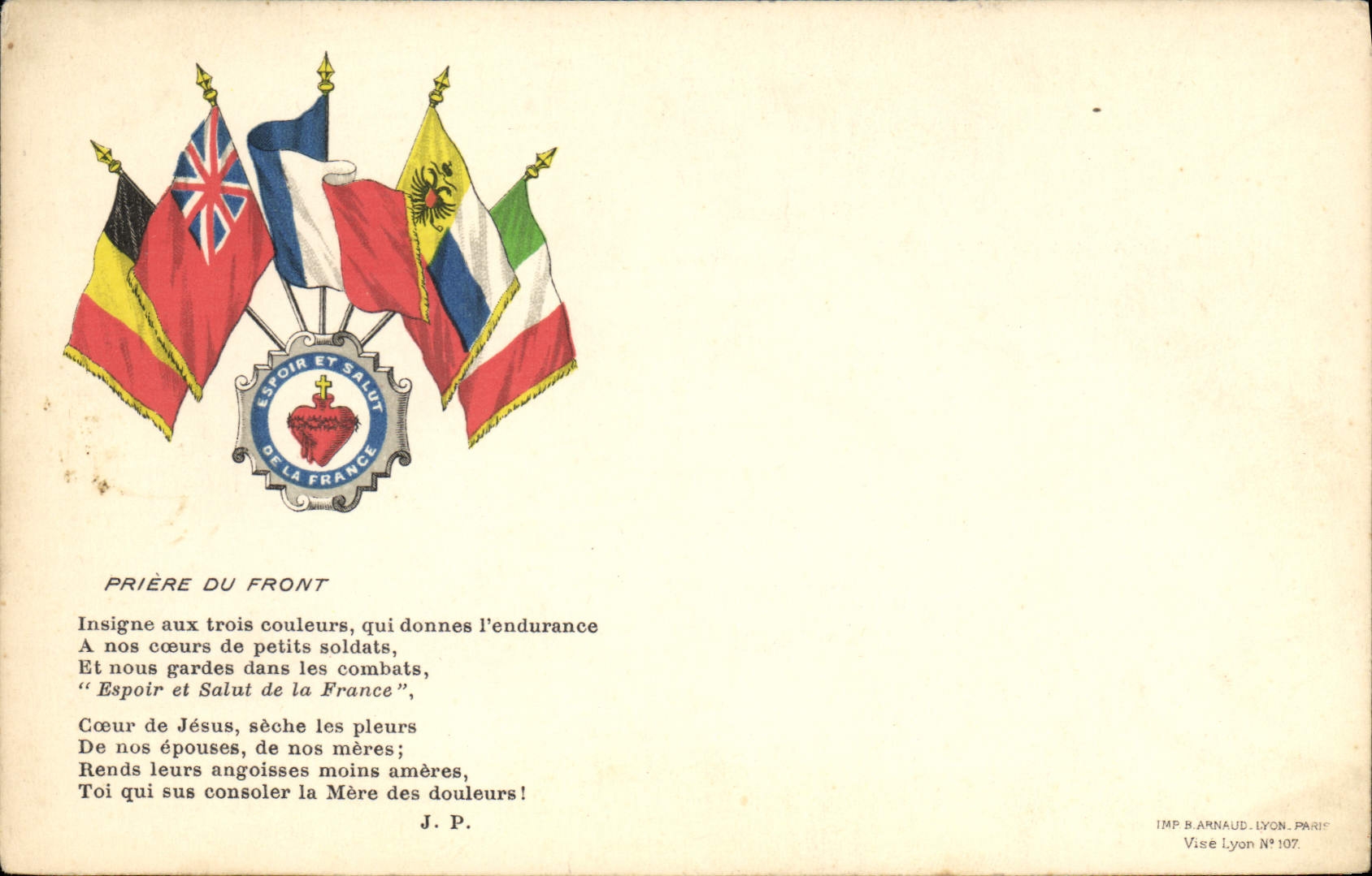 Alliierte Fahnen — Hoffnung und Rettung Frankreichs — IMP B ARNAUD. LYON. N°107