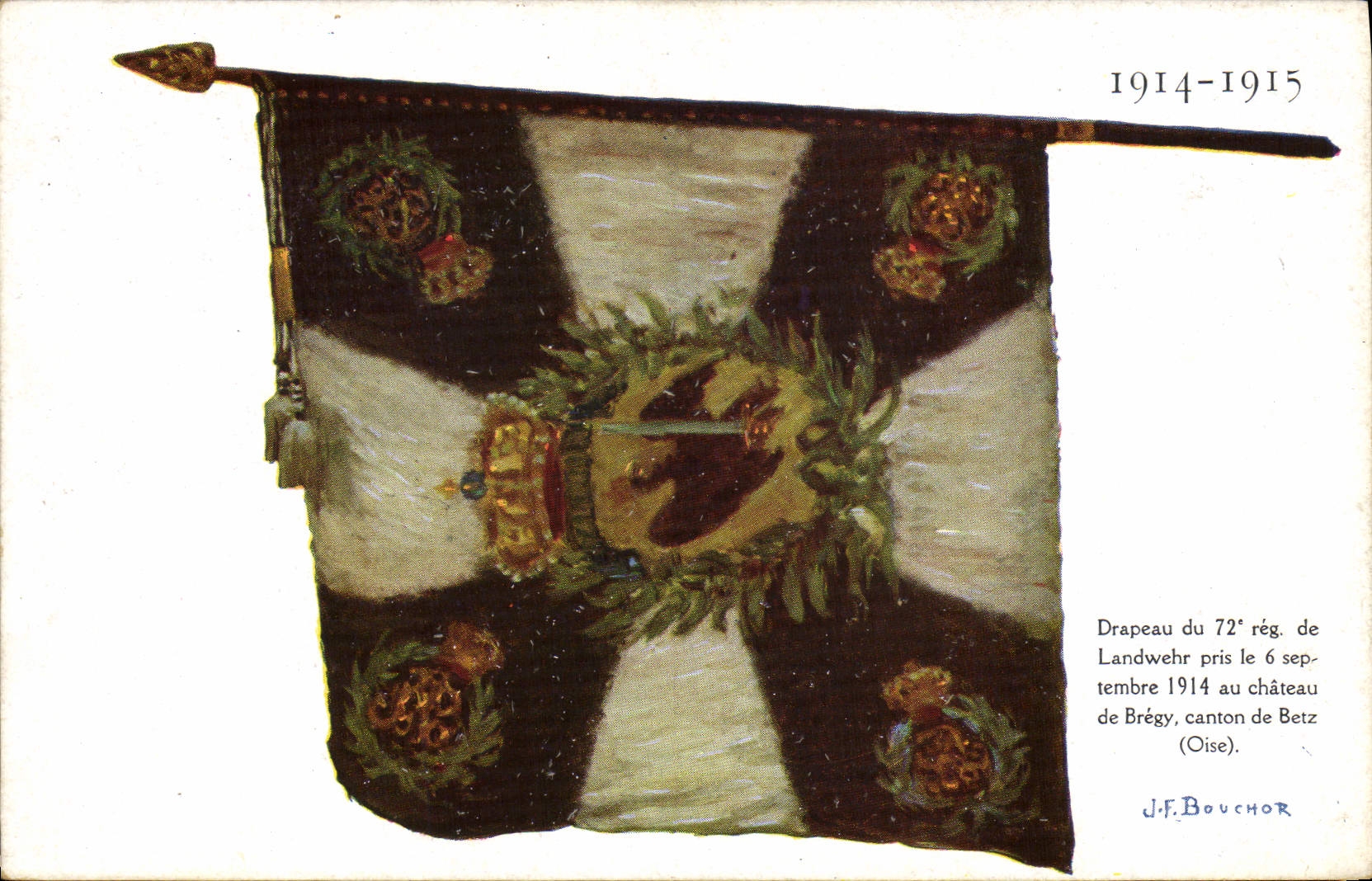 CPA Militaria Drapeau 72eme regiment de Landwehr