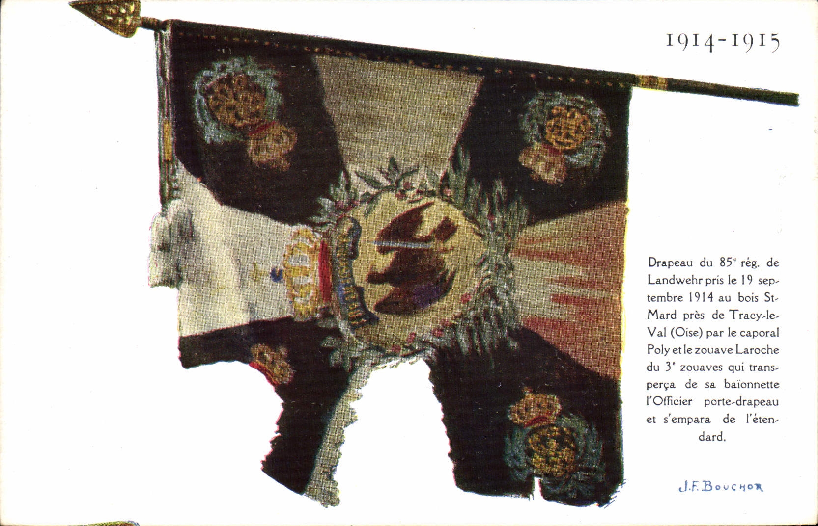 CPA Militaria Drapeau du 85eme regiment de Landwehr