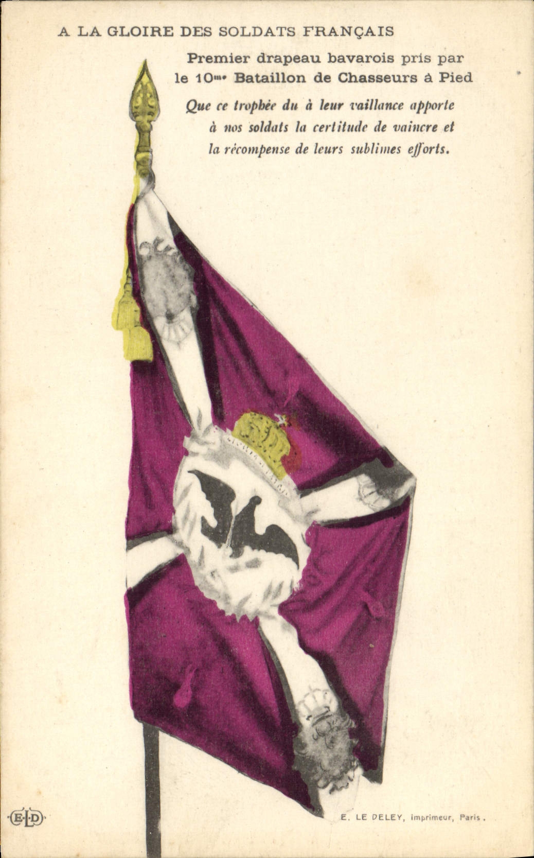 CPA Militaria Drapeau bavarois 10eme bataillon de chasseurs a pied