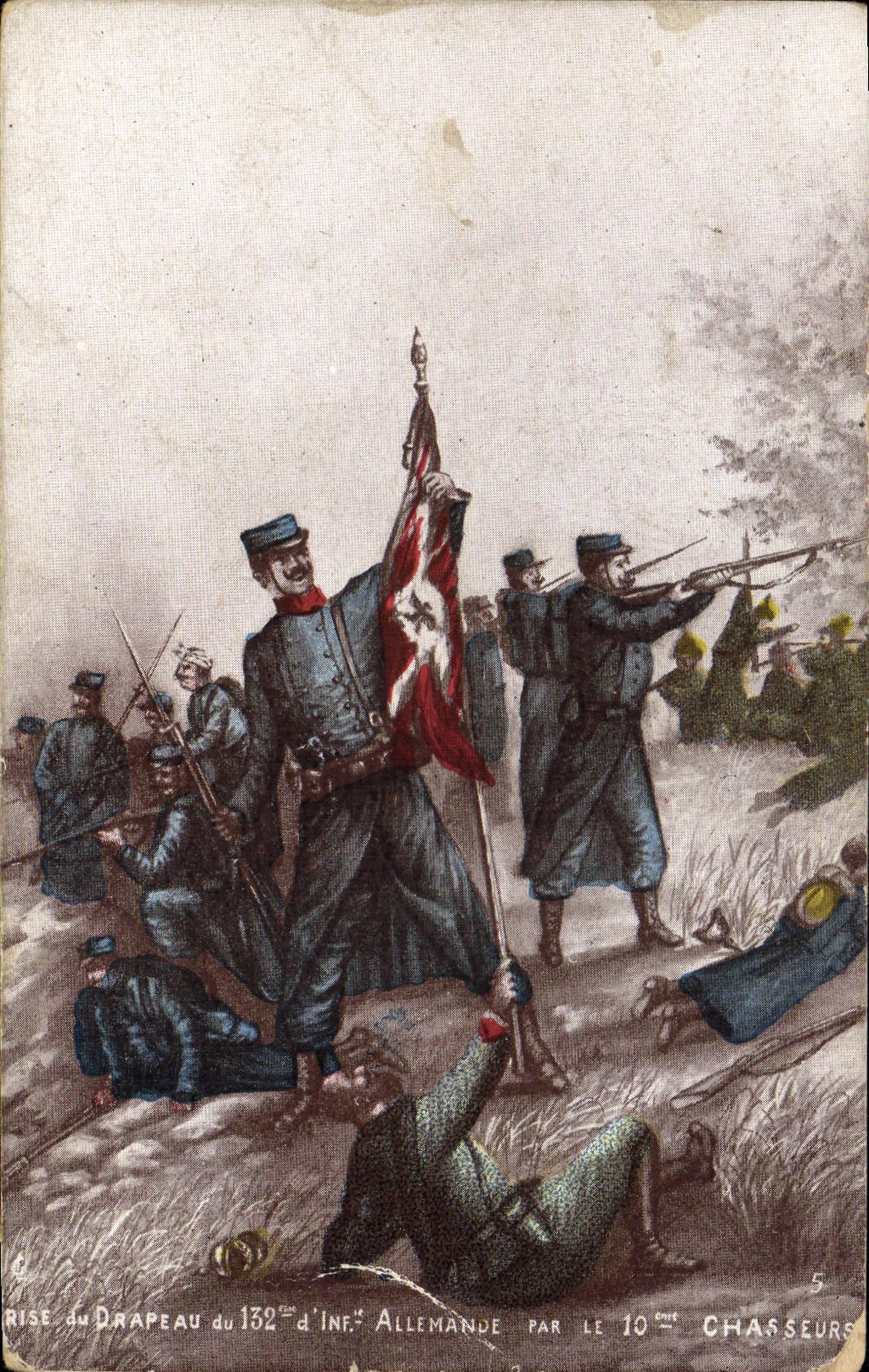 Rise du Drapeau du 132e d'Infanterie Allemande par le 10e de Chasseurs — Éditions de la Poste