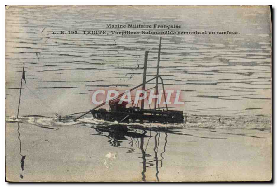 CPA Bateau Truite Torpilleur submersible remontant en surface