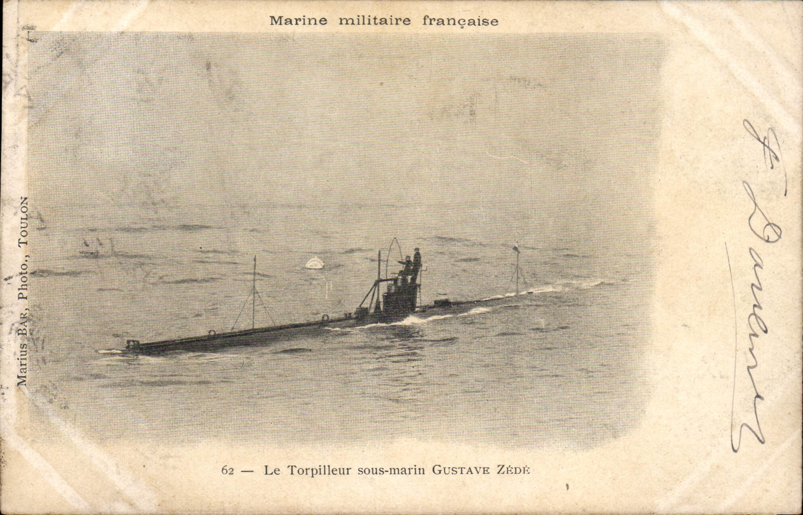 Le Torpilleur sous-marin Gustave Zédé — Marine militaire française — Maritus Bar, Toulon, n°62