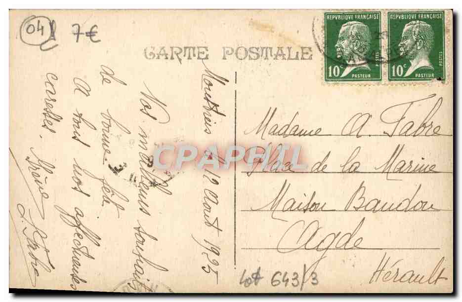 CPA Moustiers Sainte Marie La Chapelle Au Pied Des Deux Geants — Rückseite