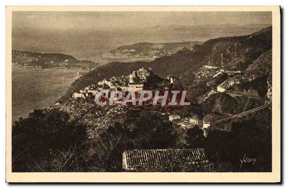 Eze — Côte d'Azur — Vue générale prise de la Route de la Grande Corniche — Éditions d'Art Yat