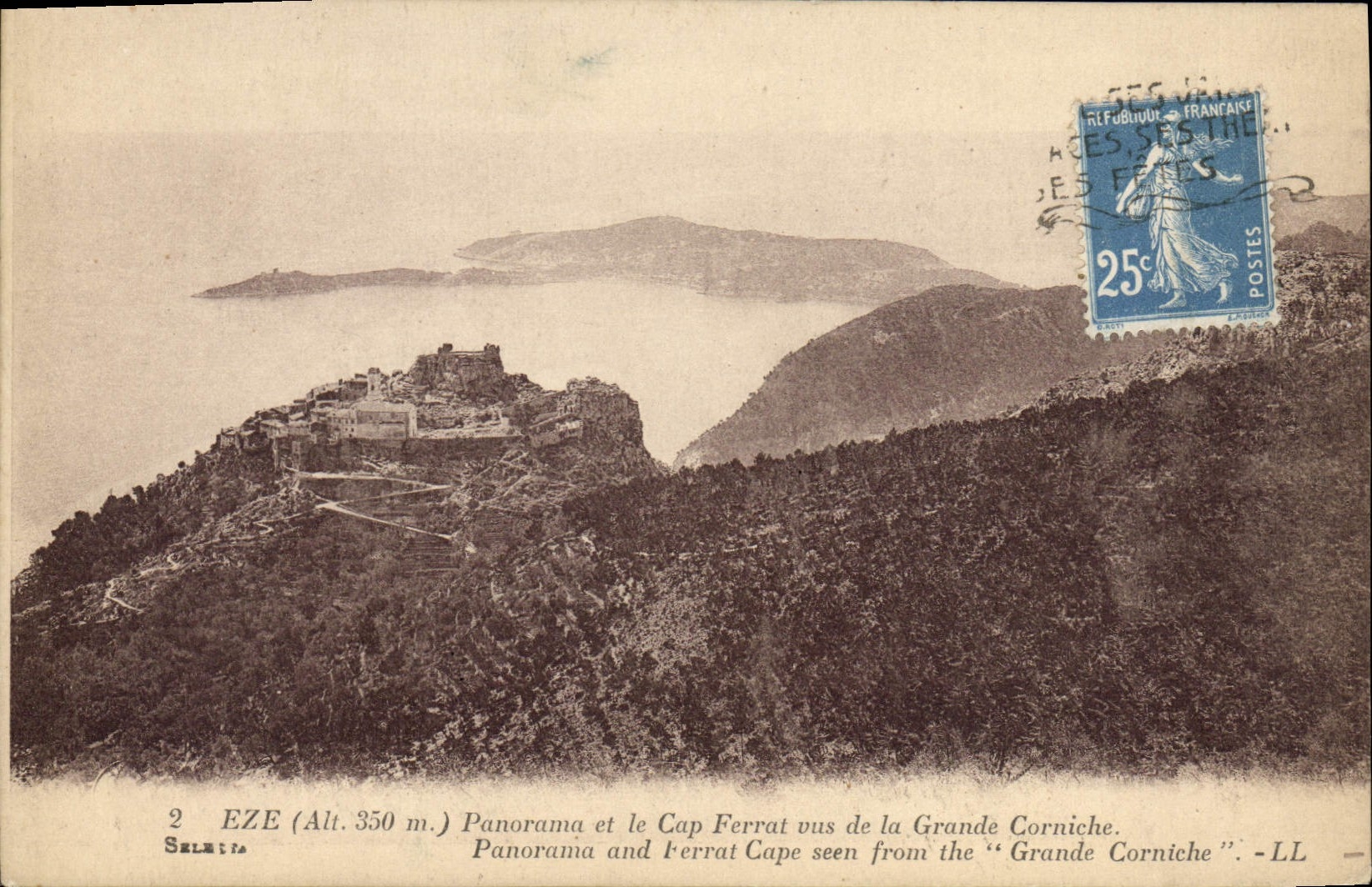 Eze (Alt. 350 m.) — Panorama et le Cap Ferrat vus de la Grande Corniche — SELLE & FILS