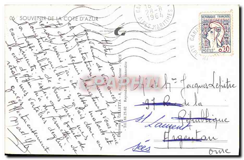 CPM Souvenir De La Cote D'Azur Nice Cannes Monaco menton — Verso