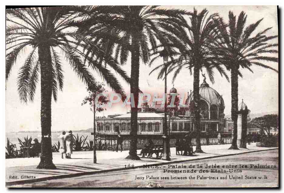 CPA Nice Palais De La Jetee Entre Les Palmiers Promenade Des Etats Unis