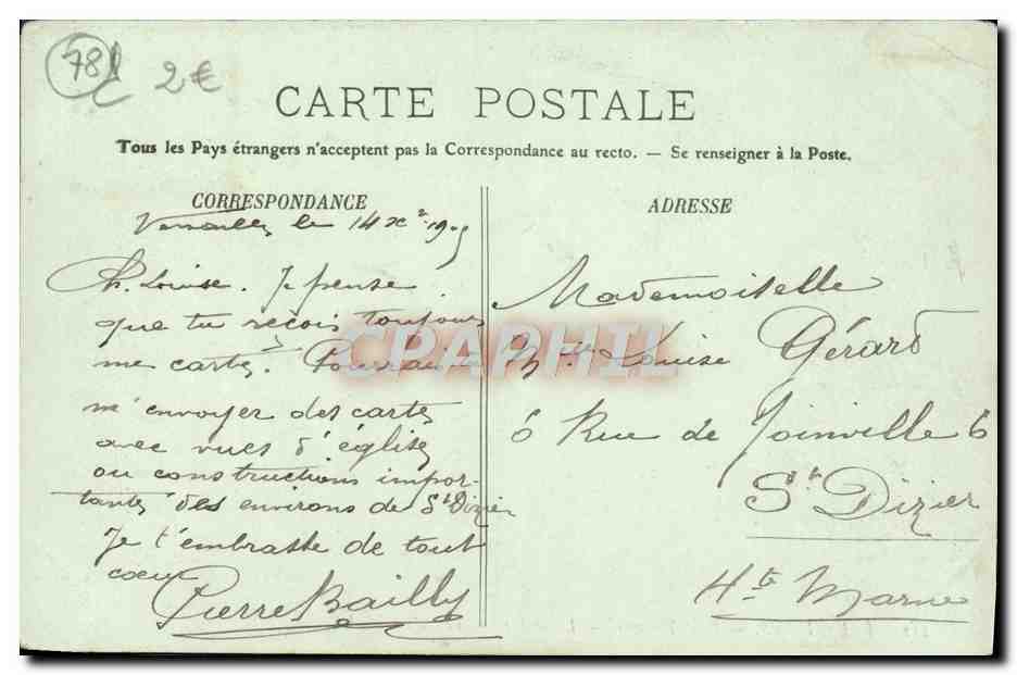 Versailles — Petit Trianon — L'Escalier — Le Palier — LL. — 211 — Verso
