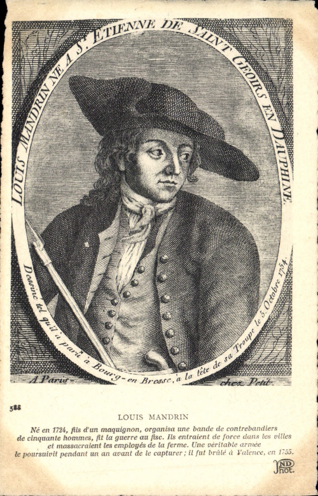 Louis Mandrin — bandit de la Daurade — édition Paris, chez Petit, n°588