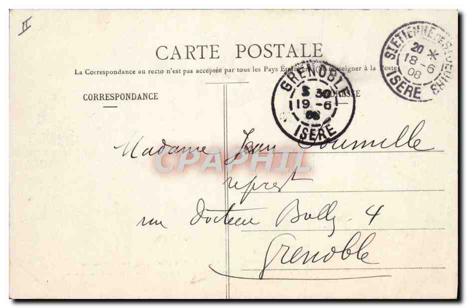 St-Étienne-de-St-Geoirs (Isère) — Médailles à l'effigie du contrebandier Louis Mandrin — par Funck-Brentano, Librairie Hachette — Verso