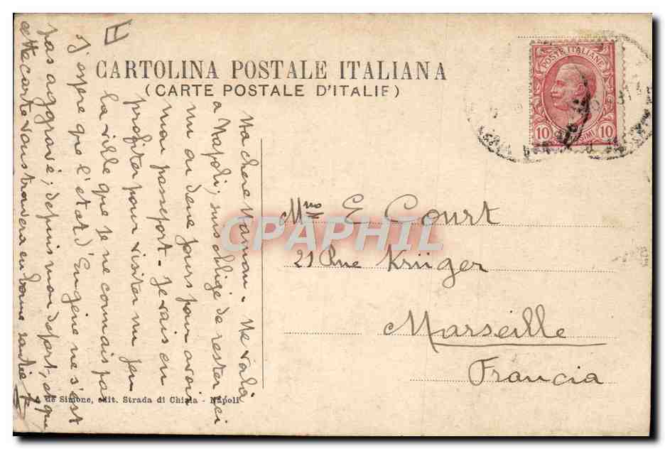 Napoli - Eruzione 9 Aprile 1906. Vesuvio coperto di cenere — De Simone, edit. Strada di Chiaia — Achterkant