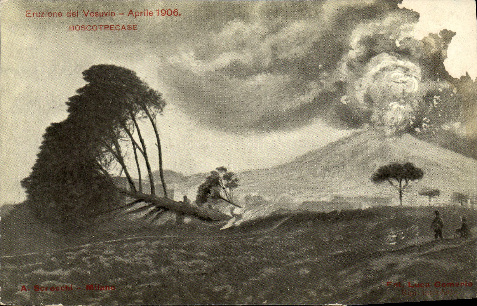 Éruption du Vésuve – Avril 1906 — A. Seracchi – Milano, n° de série BOSCOTRECASE