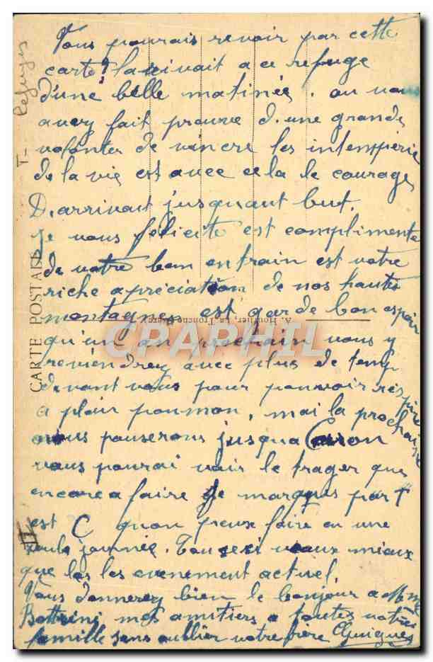 CPA Alpinisme Refuge Cezanne et glacier Blanc — Rückseite