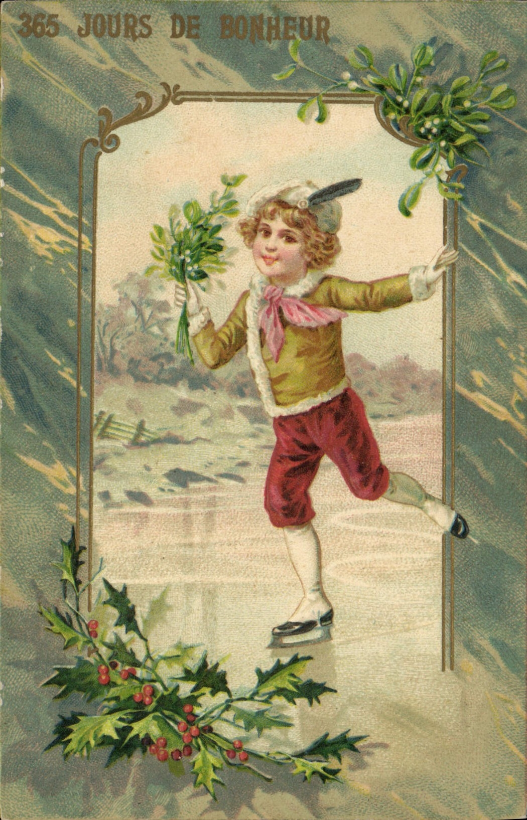 Enfant patinant — 365 JOURS DE BONHEUR — K.F. éditeurs, Paris, Série 0,3492