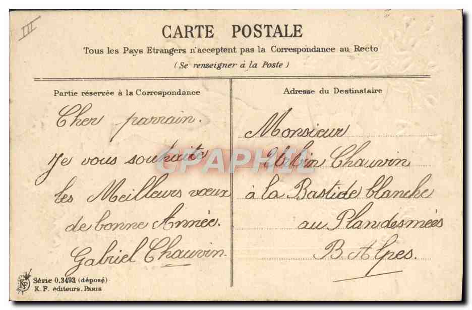 Enfant patinant — 365 JOURS DE BONHEUR — K.F. éditeurs, Paris, Série 0,3492 — Verso
