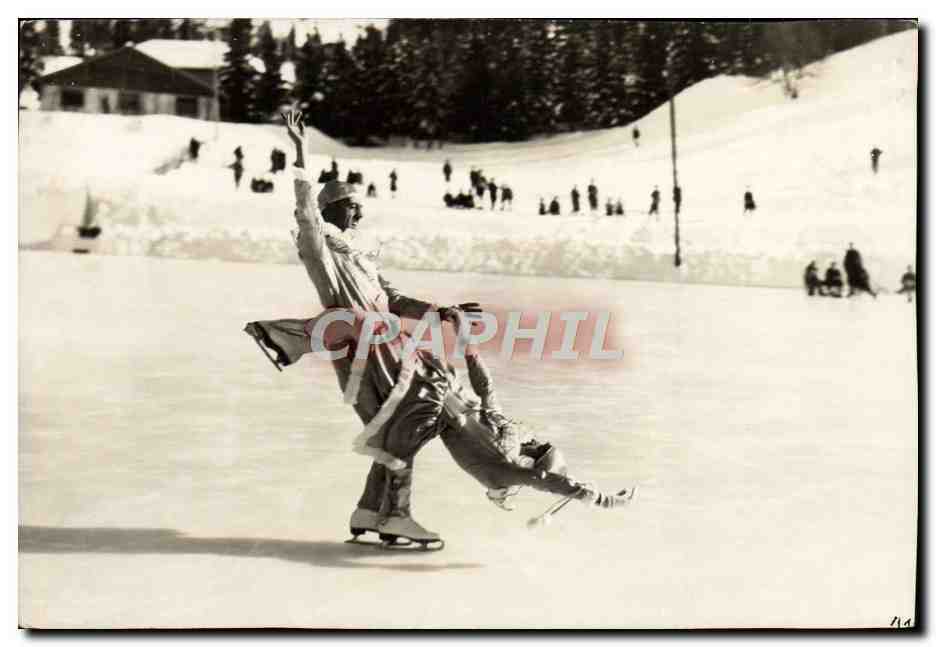 CARTE PHOTO Sports d'hiver Patinage 